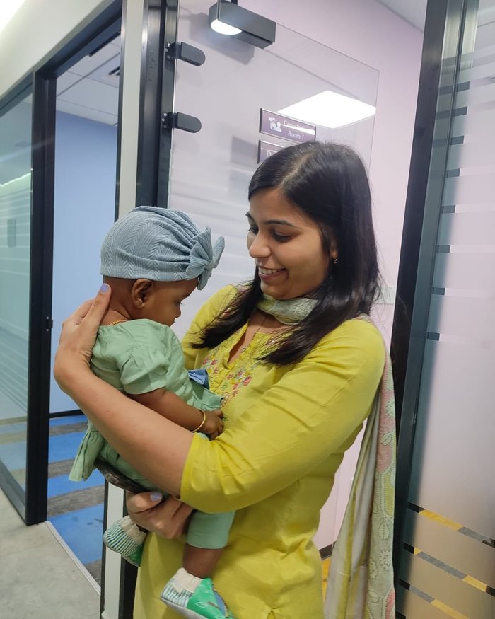Dr. Ankita Gahlot with a young patient at the clinic